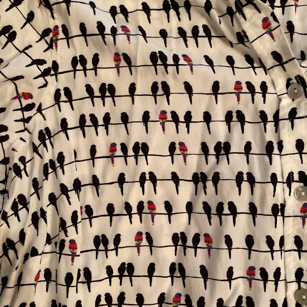 Red Bird Button Down Sz 1X - Picture 2 of 4
